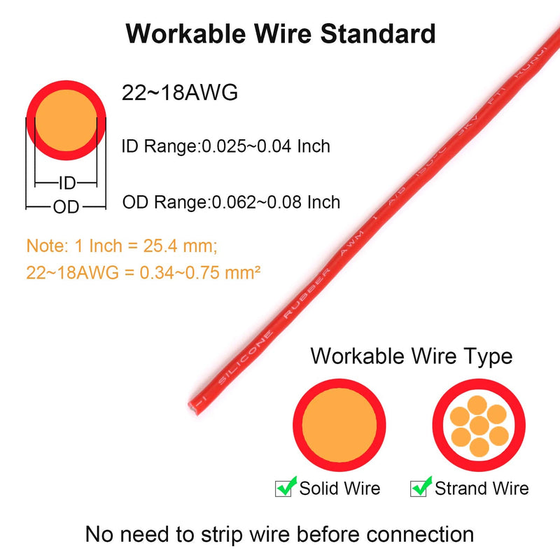Pluggable LED Wire Connectors, TYUMEN 12pcs 2 Pin 2 Way Universal Compact Wire Terminals, No Wire-Stripping Required, Toolless Spring Wire Connectors, Quick Splice Wire Wiring Connector for AWG 20-24