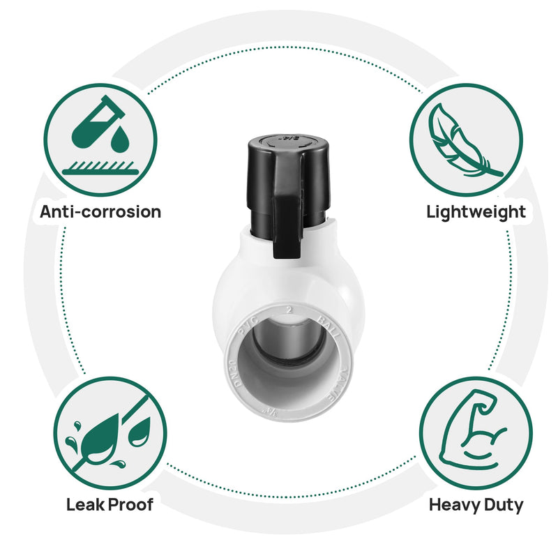 3/4" PVC Ball Valve, 6PACK Black T-Handle Shut-Off Valve, for Cold Water Supply lines 0.75 Inch