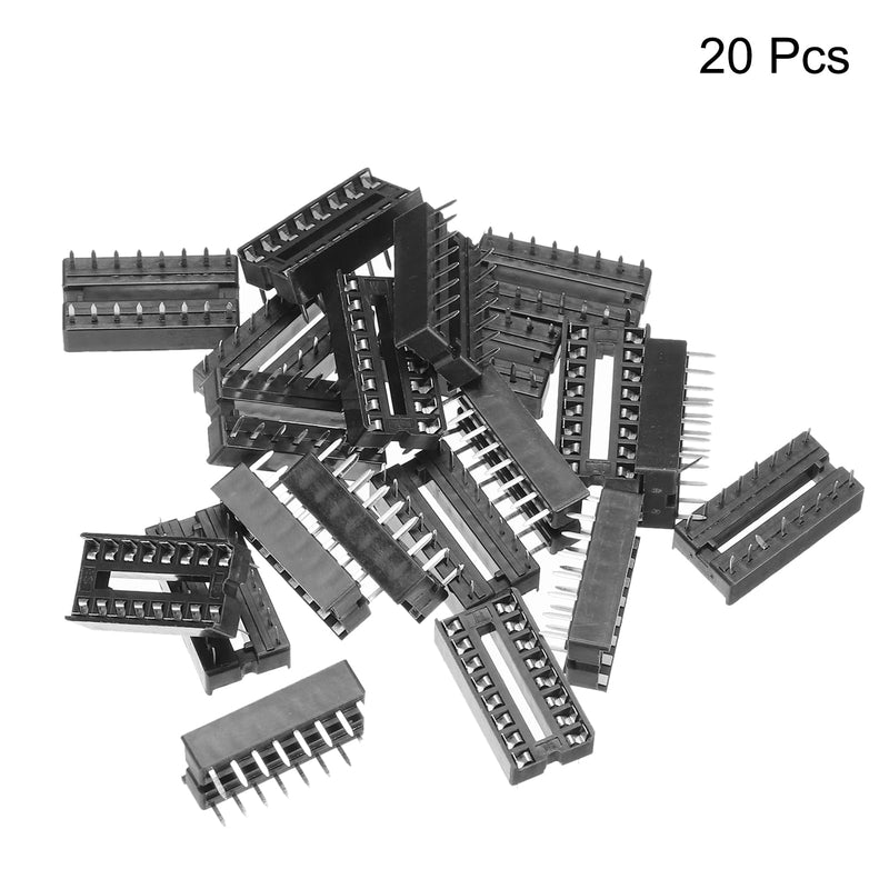 MECCANIXITY 20Pcs DIP IC Chip Socket Adapter, 2.54mm Pitch 16 Pin Soldering Flat Circuit Chip