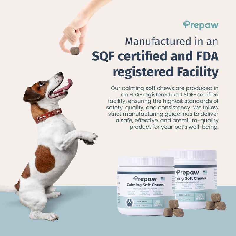 Calming Hemp Soft Chews for Dogs - Natural Calming Treats with Organic Hemp Seed Oil, Chamomile, Valerian Root & Passion Flower - Anxiety & Stress Relief Bites | USA Made, 120 Soft Chews