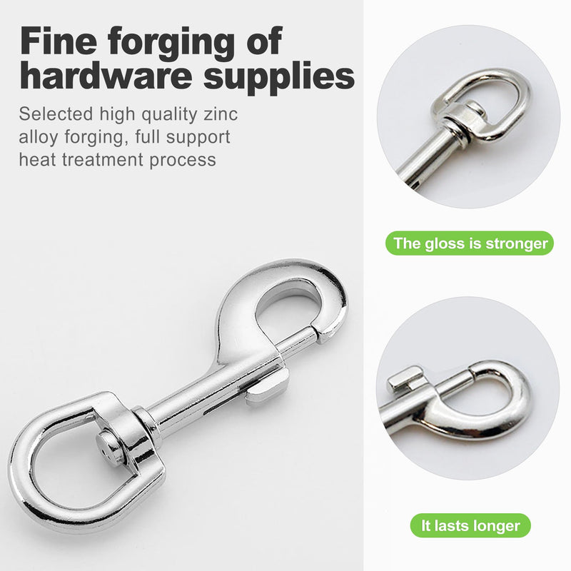 2 Pcs Swivel Eye Snap Hook, 3.5 Inch Single Ended Swivel Snaps, Scuba Bolt Snap, Leash Clips for Dog, and for Key, Pet Feed Buckets, Flag Pole Rope, Camera Strap and More