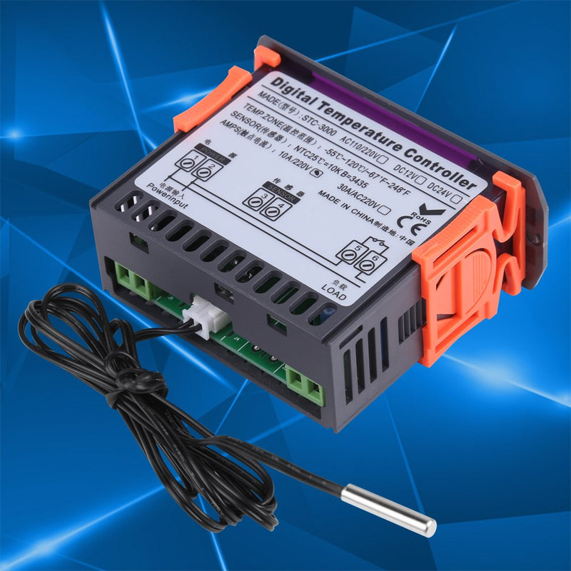 Digital Temperature Controller, 110V to 220V 10A / 30A 0.1 ° C Accuracy Touch Temperature Controller Electronic Digital Temp Control Thermostat with Sensor