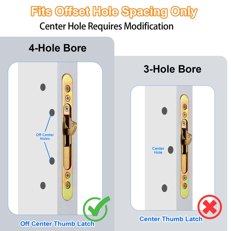 Offset Sliding Patio Door Handle Set, 3-15/16" Screw Hole Spacing, Reversible Non-Handed Sliding Glass Door Handle Replacement, Fits 1-3/8" to 2" Thick Doors, White (Black) Black