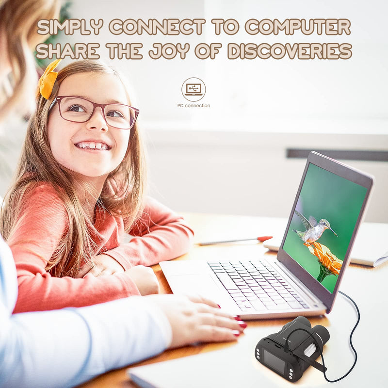 Andonstar AD122 Kids Microscope&Telescope Double Lens, Portable Handheld Microscope Binoculars, Digital Camera&Video Microscope Kit for Kids, 2" LCD Black, Windows/Mac Compatible, SD Card Included