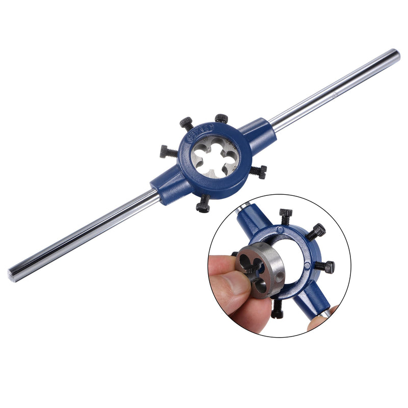 uxcell 5/8-18 UNF Tap and Die Set with 38mm Round Die Stock Handle Wrench, High Speed Steel Machine Thread Tap and Round Die Threading Tool