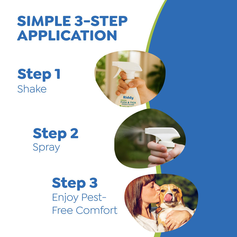 Riddy Flea & Tick Natural Spray for Pets with Essential Oils Safe Non-Hazardous Indoor and Outdoor Control, 8 oz, 1 Pack