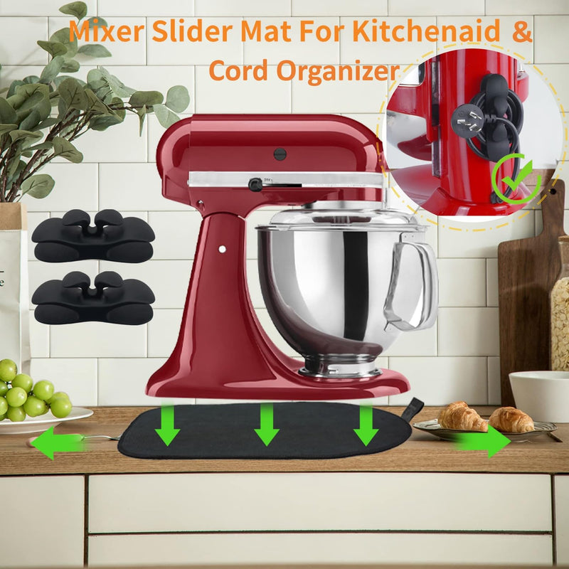 Mixer Slider Mat for Kitchen aid Stand Mixer With 2 Black Mixer Accessories,Kitchen aid Mixer Slider Mat Compatible with Kitchen aid 4.5-5 Qt Tilt-Head Stand Mixer 4.5-5Qt Mat(black)+2 black Mixer Accessories
