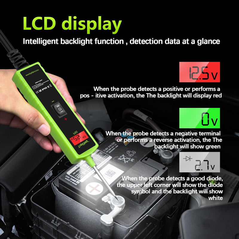 P60 Probe Tester Test Light Power Circuit Probe Tester Electrical Tester AC DC Voltage Tester Short Circuit Finder Component Activation Continuity Test 6-30V P60