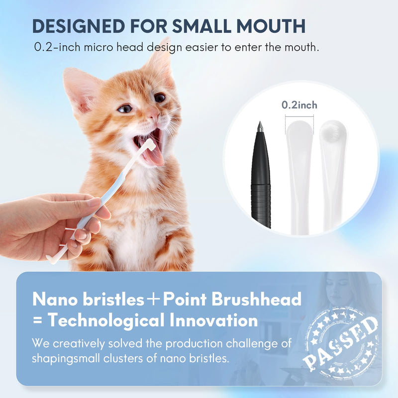 2 Pcs Dual-Sided Cat Toothbrush with Micro Brush Head, Ultra Soft Nano Bristles Pet Toothbrush Kit, Kitten/Puppy Toothbrushes, Fit into Cats/Small Dogs Mouth, Avoid Bleeding Gums 2 - PawsPlanet Australia