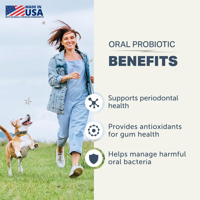 FOUR LEAF ROVER Dental Powder for Dogs - Probiotic Support for Bad Breath, Plaque & Tartar - with Kelp & Weissella Cibaria - 30-Day Supply