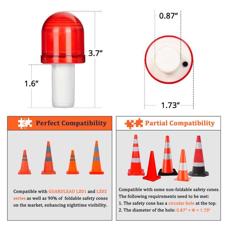 4-Pack LED Traffic Cone Lights - Emergency Flashing Warning Light for Collapsible Cones, 360-Degree LED Barricade Lights for Traffic Safety and Emergencies