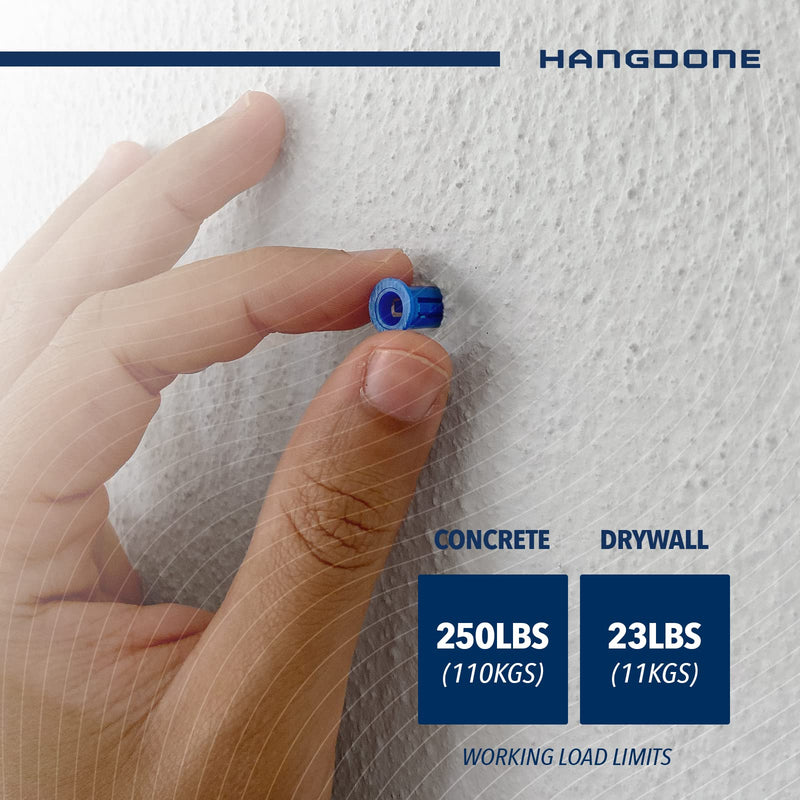 Ribbed Wall Anchors #10-#12 1-1/4-Inch with Screws 100-Pack, Blue, Plastic Anchor for Drywall/Concrete, Pan Head Phillips Screw Included 1-1/4" BLUE 100-PACK
