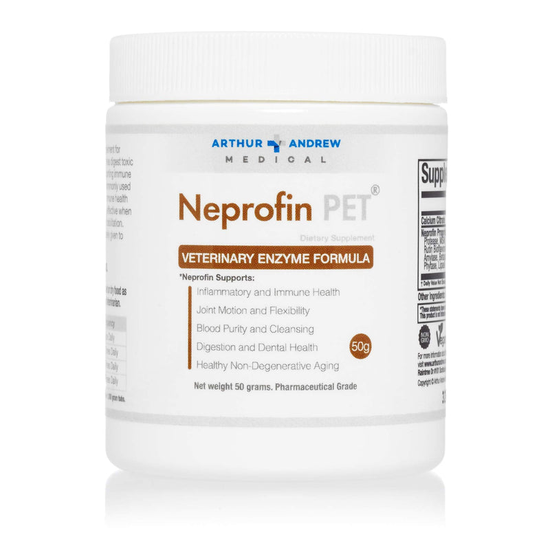 Arthur Andrew Medical, Neprofin PET, Veterinary Enzyme Formula, Household Pet Support for Pain-Free Living, Vegan, Non-GMO, 50g Tub - PawsPlanet Australia
