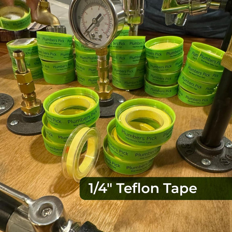 2 Rolls 1/4 Inch Teflon Tape, Pipe Sealant, Water Pipe Tape for Hot and Cold Pipes, PTFE Teflon Thread Sealant Tape, Yellow