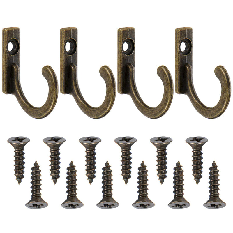 100 Pieces Key Hooks Jewelry Small Hooks Key Hanging Small Hooks Wall Mounted Single Hook Robe Hooks Coat Hooks and 110 Pieces Screws for Hanging Hat, Scarf, Bag (Bronze,100 Pieces) Bronze