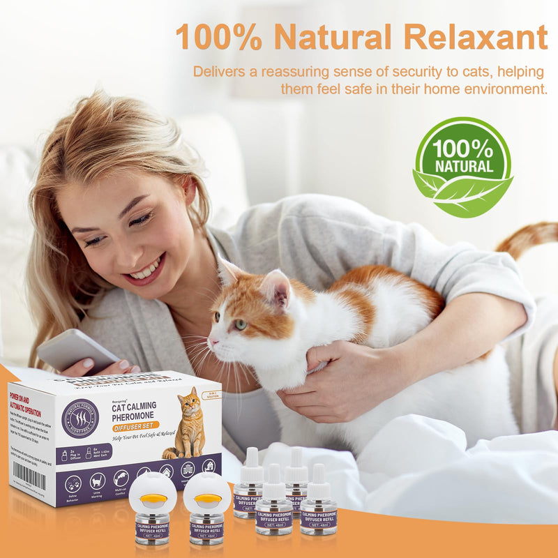 Reespring Cat Pheromones Calming Diffuser: Premium Pheromone Diffuser for Cats - Cat Pheromones Diffuser - Cat Calming Diffuser - Cat Calming Pheromone Diffuser (2 diffusers+ 6 Refills)