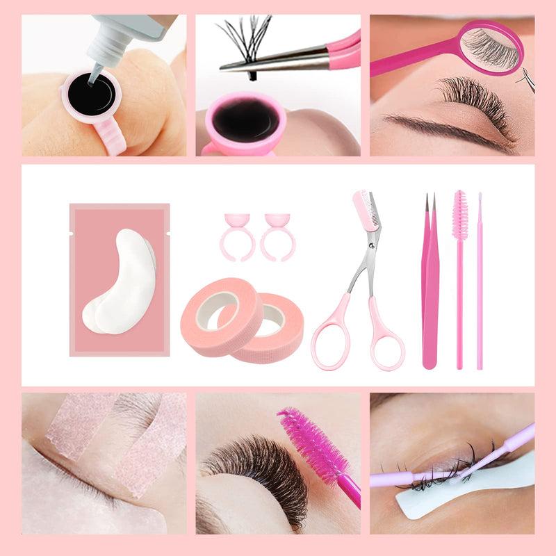 320 PCS Lash Extension Supplies, USB Mini Portable Air Conditioning Blower Handheld Dryer Fan Rechargeable Mini Mirror, Tapes, Tweezers, Eyelash Brushes, Micro Brush in Organizer Bag