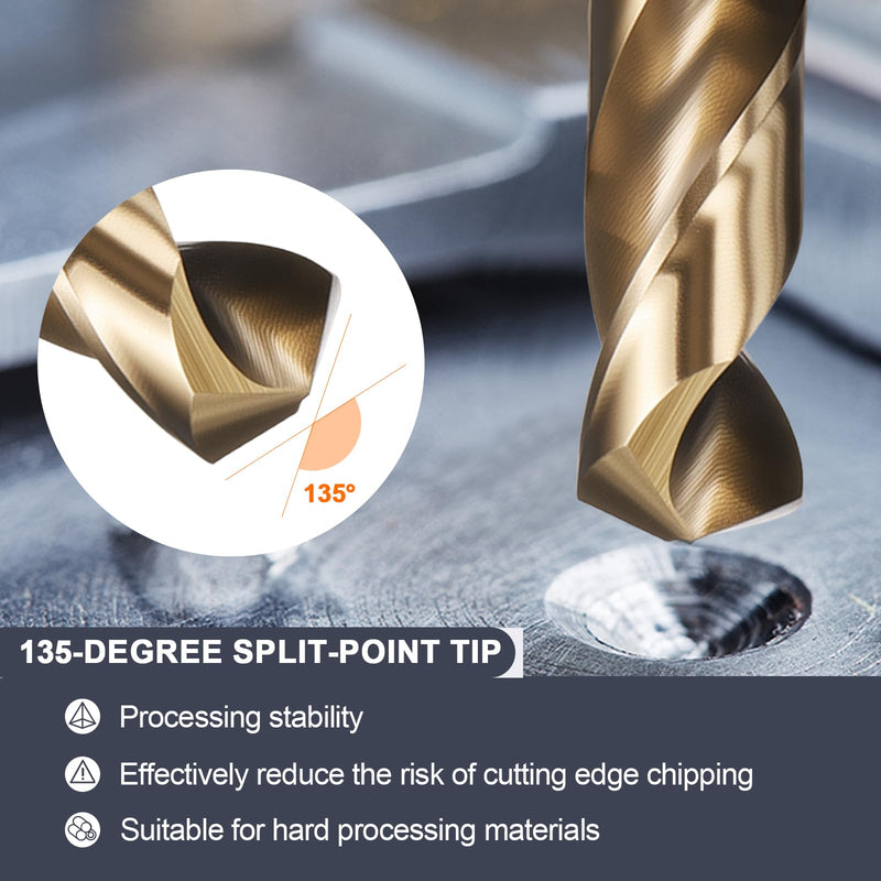 uxcell 1-1/16" Drill Bit 1/2" Reduced Shank 3-Flat M35 5% Cobalt High-Speed Steel Twist Gold Finish 135° Bits for Hard Metal Stainless Steel,1pcs 1-1/16 in