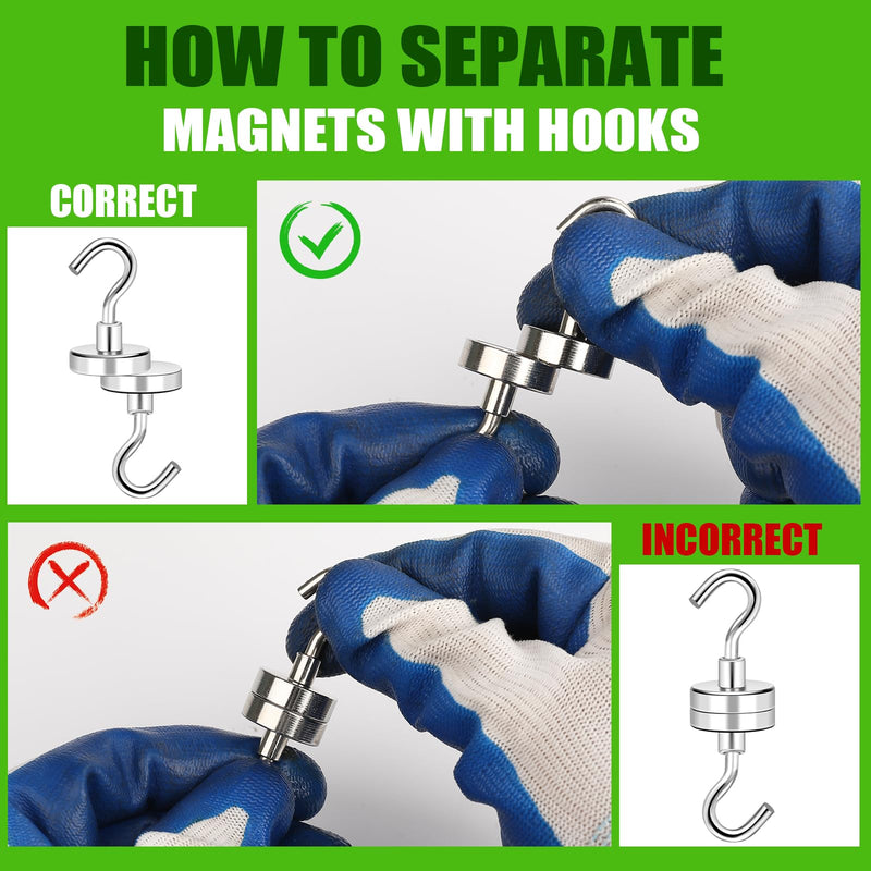 MIKEDE 12 Pack Magnetic Hooks Heavy Duty, 80lbs Strong Magnets with Metal Hooks for Cruise Cabins, Industrial Strength Magnets Hooks Perfect for Hanging on Cruise Ships, Refrigerator 80lbs Magnetic Hooks