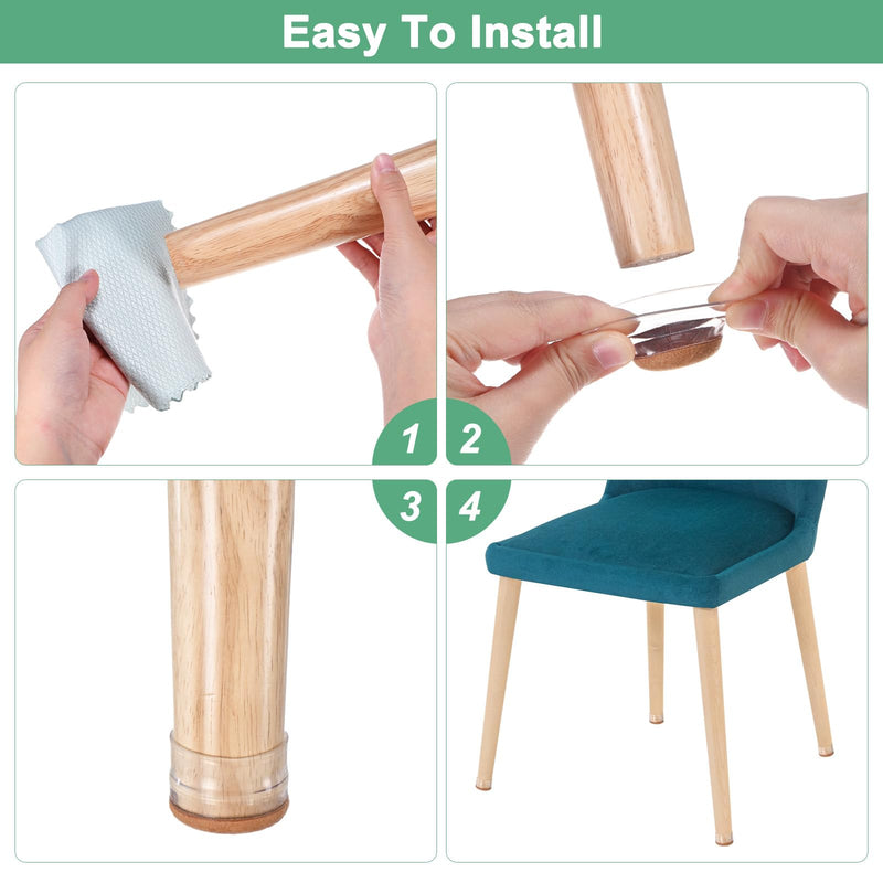 32-Pack Chair Leg Floor Protectors, 0.94-1.14 Inch Silicone Cups Round Felt Furniture Pads for Hardwood Floors/Laminates/Carpets, Chair Leg Covers Socks [Transparent Brown] Transparent Brown Fit 0.94-1.14"