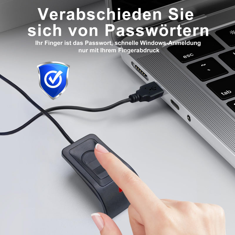 JIANBOLAND USB Fingerprint Reader Fingerprint for Windows10/11, Windows Hello Automatic Driver Installation with 5ft Extension Cable-Windows Password Free Operation