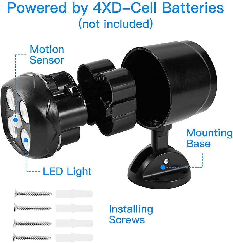 Motion Sensor Outdoor Lights, Battery Operated Outdoor Light, 1000LM Motion Detector Lights for Outside, 6000K LED Security Light Battery Powered Spotlight for House Wall, Black(2 Pack) 2 Pack