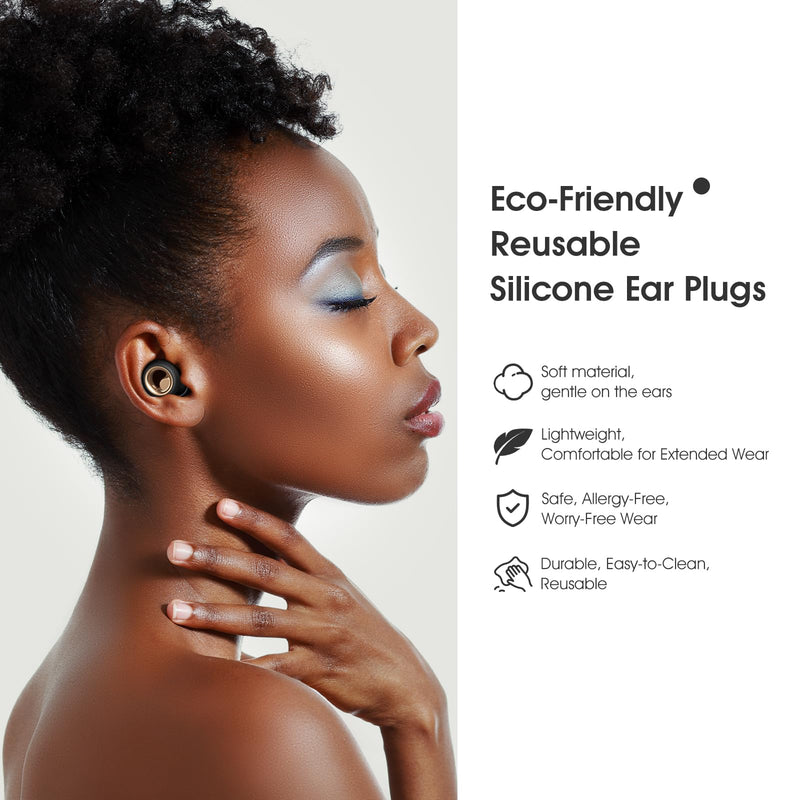Ear Plugs for Sleeping Noise Cancelling, Soft Ear Plugs for Concert, 45dB Reusable Ear Plugs for Noise Reduction with 8 Ear Tips, Silicone Hearing Protection Earplugs for Sleep, Work (Black) Black