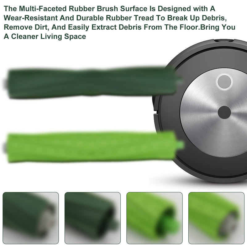 26 Pack Compatible with E/i/j Series Replacement Parts, E5 E6 E7 i2 i3 i3+i4 i4+ i6 i6+ i7 i7+ i8 i8+/Plus, 2 sets of multi-surface rubber roller brush 8 filters 8 side brushes 8 bags Green26