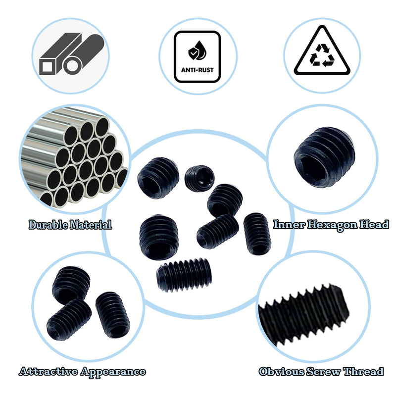 60pcs Set Screws, Set Screws Assortment Kit, Grub Screws M3 M4 M5 M6 M8 for Home Repair, Repair Furniture, Electronic Product, Install Door Lock, DIY, Fixtures, 12 Sizes 60pcs(12 Sizes)