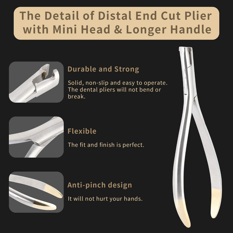 Annhua Distal End Cut Plier with Mini Head & Longer Handle, Hold & Cut Hard and Soft Wire Orthodontic Cutter Dental Surgical Instrument Tool