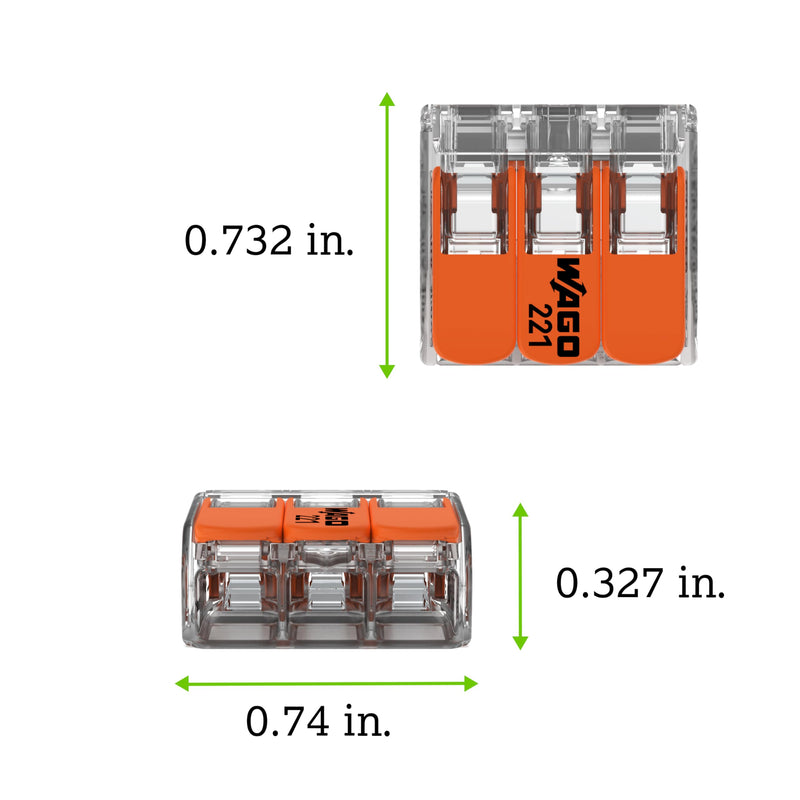 WAGO 221-413 Lever-Nuts - 3-Conductor Compact Splicing Connectors (10-Pack) Clam Shell - NewNest Australia
