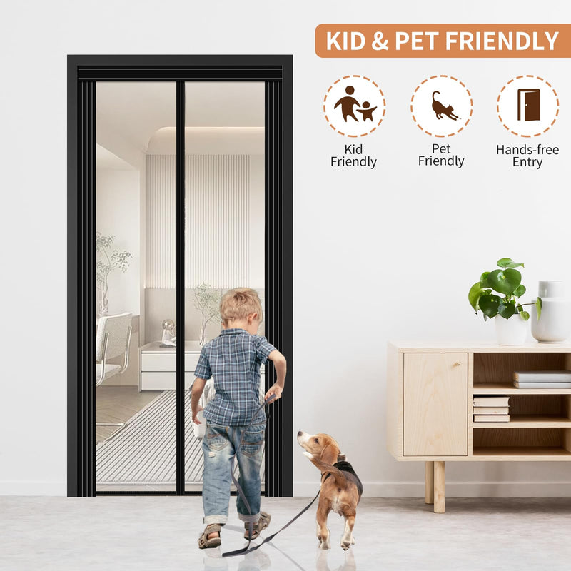 Adjustable Transparent Insulated Door Curtain DIY Size Width 29"-34" Height 79"-82",Screen Door with Reinforced Magnets Auto Closer, to Keep Warm in Winter Cool in Summer for Air Conditioner Room 29"-34" x 79"-82"