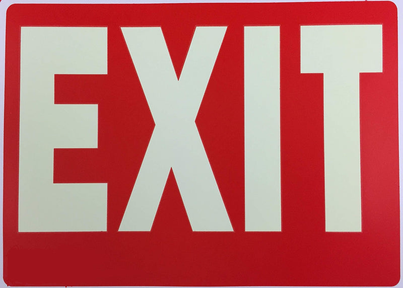Exit Sign Glow-in-The-Dark Exit Sign, 12 by 8 Inches, Photoluminescent By natraco (4 Pack) 4