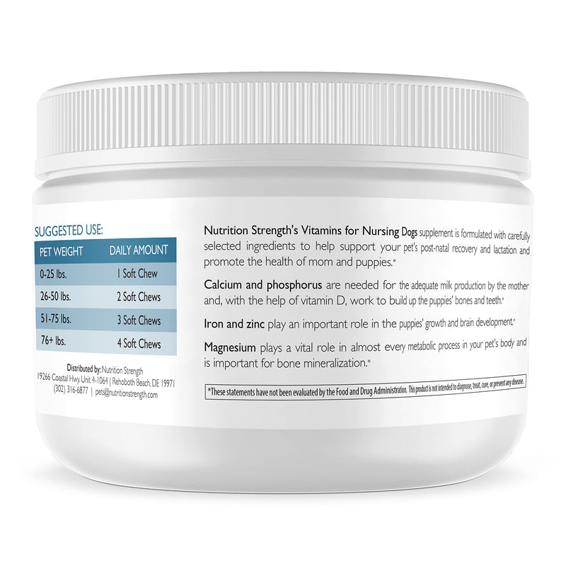Vitamins for Nursing Dogs to Support Lactation and Post-Natal Recovery, Promote Milk Quality and Healthy Puppies with Calcium, Phosphorus, Magnesium and Zinc, 120 Soft Chews - PawsPlanet Australia