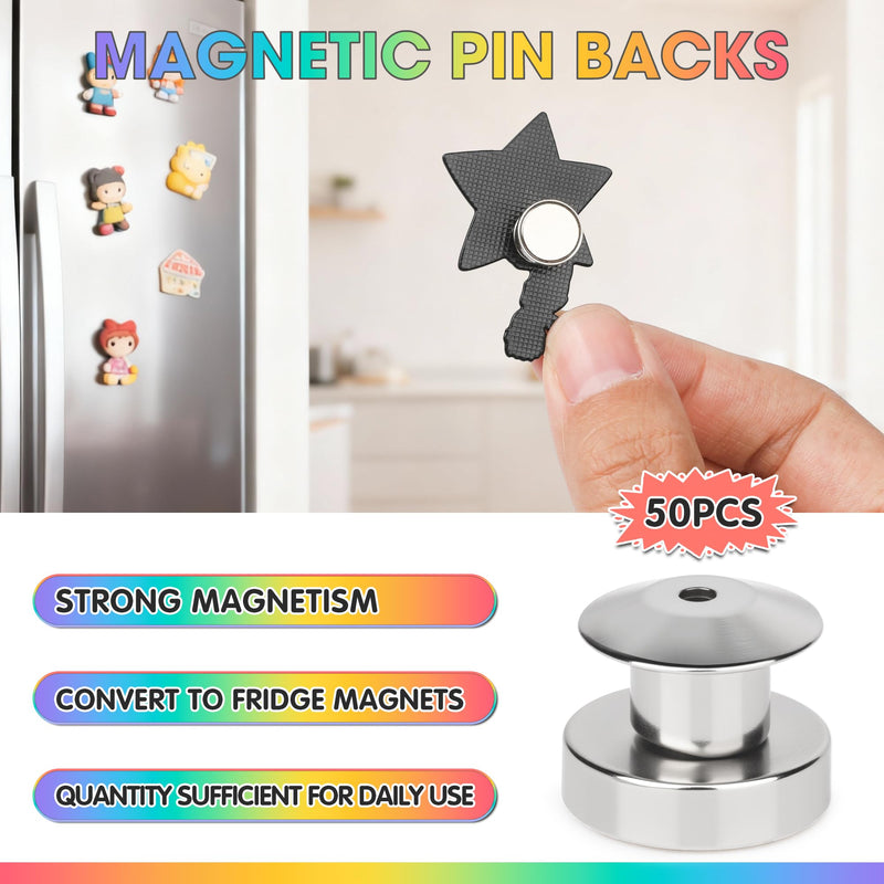 50PCS Magnetic Pin Backs for Enamel Pins Convert Enamel pin to Refrigerator Magnets Conversion Tool for Refrigerator for Home Office Whiteboard Fridge Decor and Gifts Enamel Pins Not Included