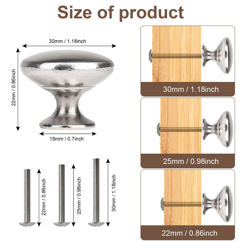 4X Satin Brushed Nickel Knobs Cabinet Hardware Round Mushroom Knob Wardrobe Drawer Pull Handles 30mm/1.18" for Kitchen Cupboard Furniture Chest Door Dresser Bathroom 4