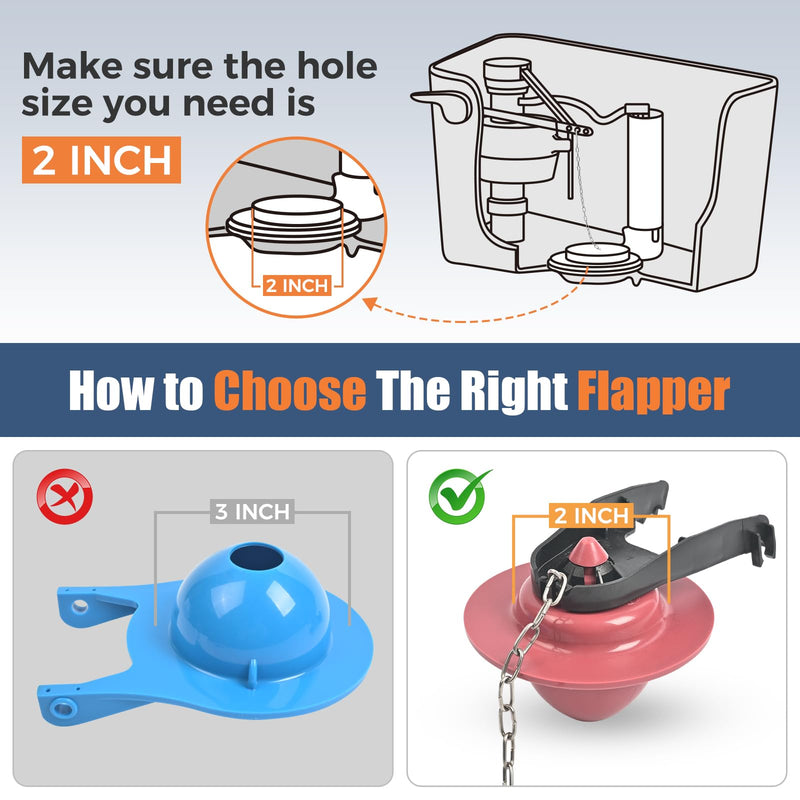 Universal Toilet Flusher Replacement Kit, Water-Saving & Height Adjustable Fill Valve, 2-Inch Flapper, Quiet & Anti-Siphon Toilet Repair Kit Inside Tank, Easy to Install (Red, 1-Pack) Red