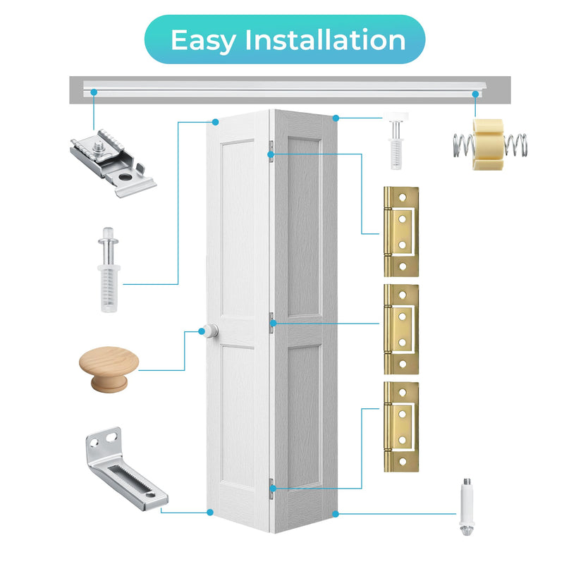 24 Inch Bifold Door Hardware Kit with Track, Closet Door Track Repair Tool Kit, Metal Track Kit for Bi-fold Door Use (24 Inch) 24 Inch
