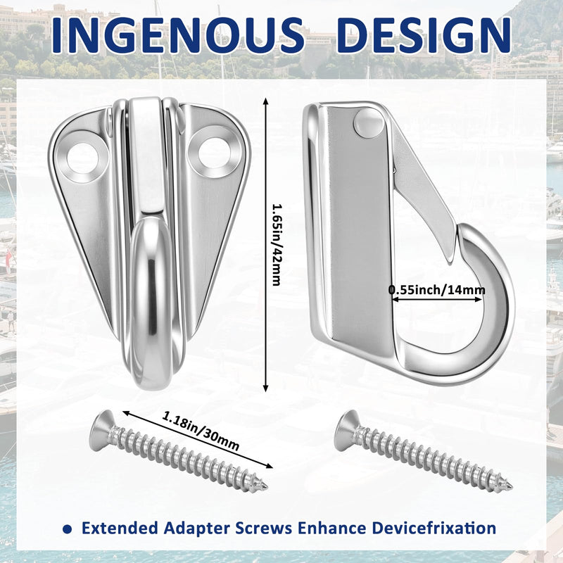 Frienda Boat Fender Hooks 316 Stainless Steel (6 Pack), Wall Mounted Marine Fender Clips with Spring Latch & 12 Screws, Dock Rust Proof Hardware for Boats Yachts Ropes