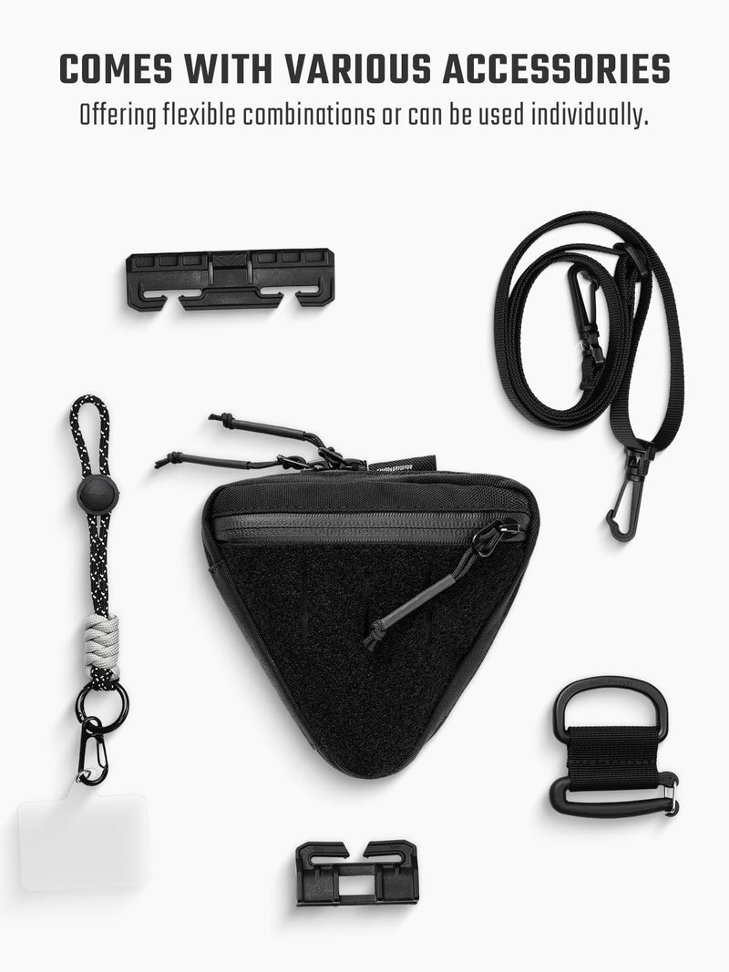 TACTICAL_GEEK Storage A8 Mini EDC Pouch, Multi-Purpose Organization Storage, Small Gear Organizer with Strap, Utility Zipper Pouch for Daily Carry Black