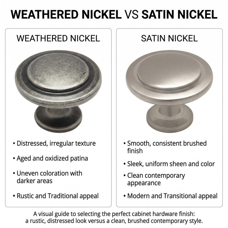 Cosmas 10 Pack 9971WN Weathered Nickel Cabinet Hardware 3-Ring Round Knob - 1-1/4" Inch Diameter
