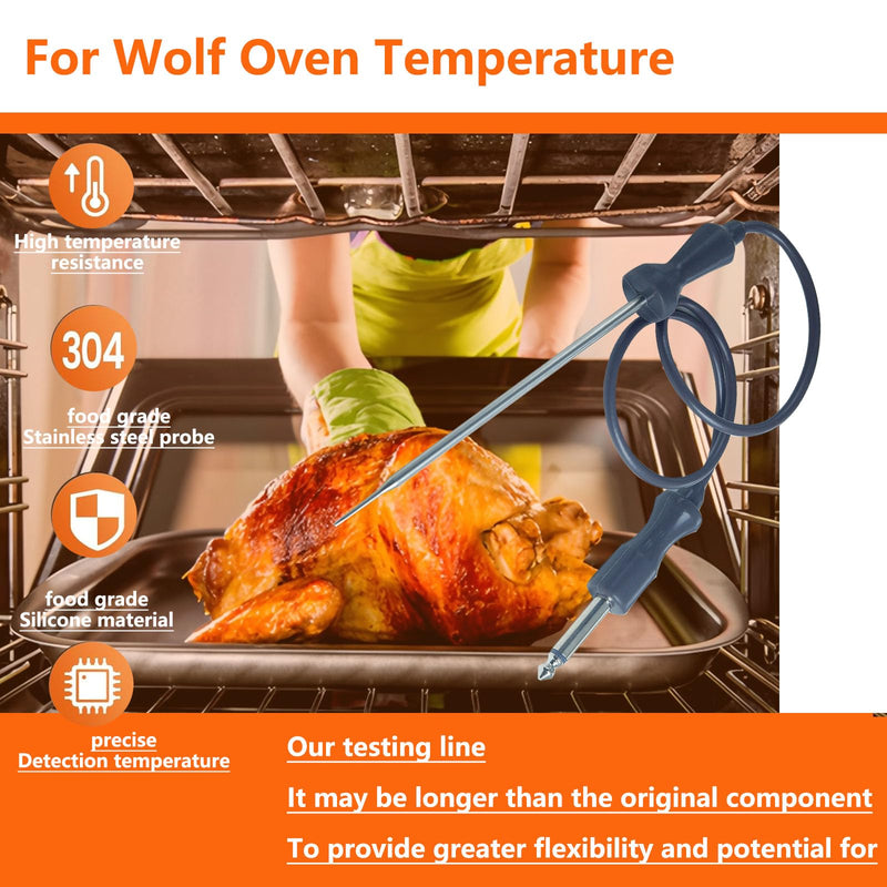 Wolf Oven Temperature Probe 318601302 | 26in Food-Grade Silicore Wire & 304 Stainless Steel, High Accuracy +/-0.05% Genuine Replacement for Model 5304503737