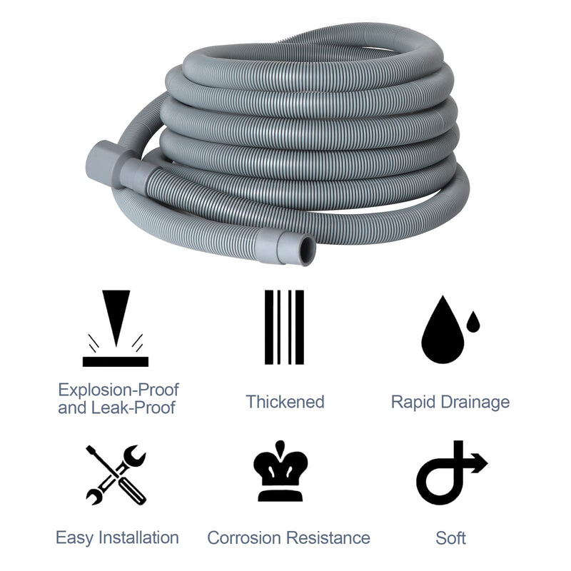 Universal Washing Machine Drain Hose Extension Kit Includes 23FT Corrugated and Flexible Washing Machine Drain Hose Replacement, U-Bend Hose Holder, Extension Adapter and 4 Pieces Clamps (23) 23 Feet