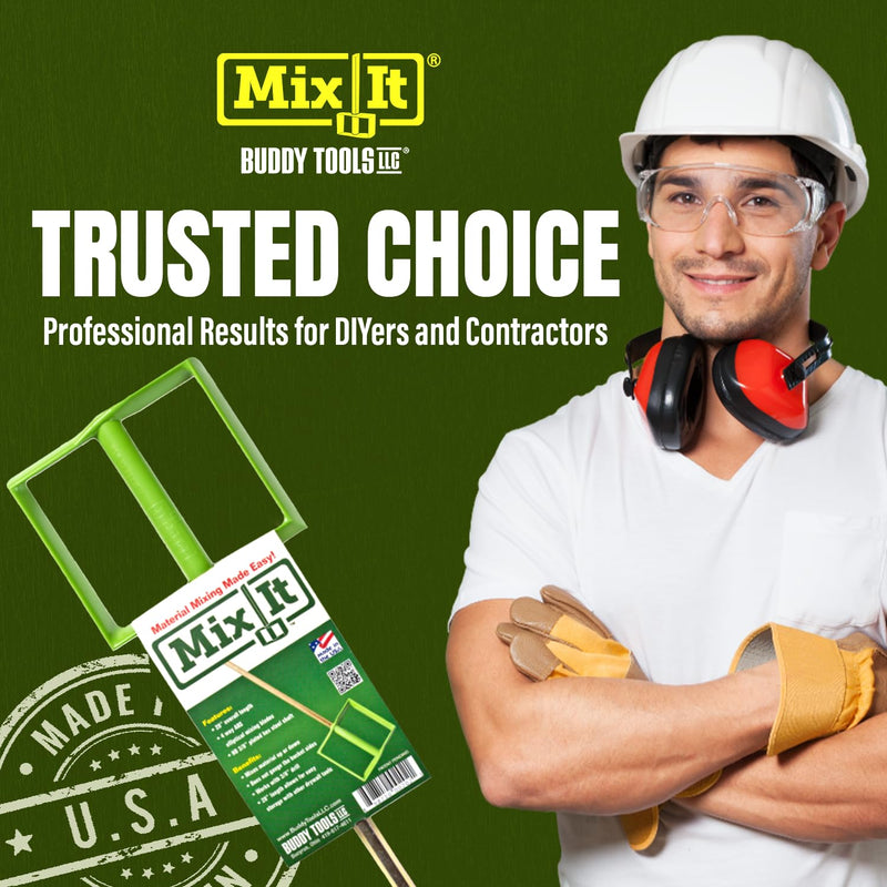 Buddy Tools Mix It, 18" Length – Mud Mixer with Durable ABS Paddle – Efficient Paint Mixer for Drill – Easy-to-Use & Rust-Resistant Mixing Paddle for Mud, Paint, and More