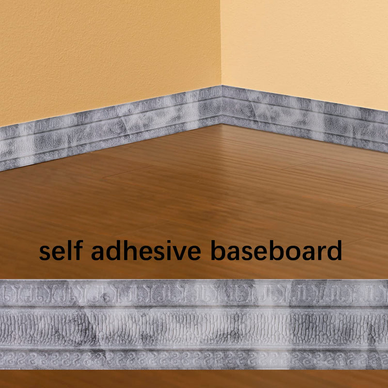 Yutianli Crown Molding Peel and Stick Wallpaper Border Flexible Wall Base Moulding Trim Self Adhesive Vinyl Baseboard Grey Marble Foam Wall molding 3D Mirror Border (2PCS-178, Grey Marble) 2PCS-178"