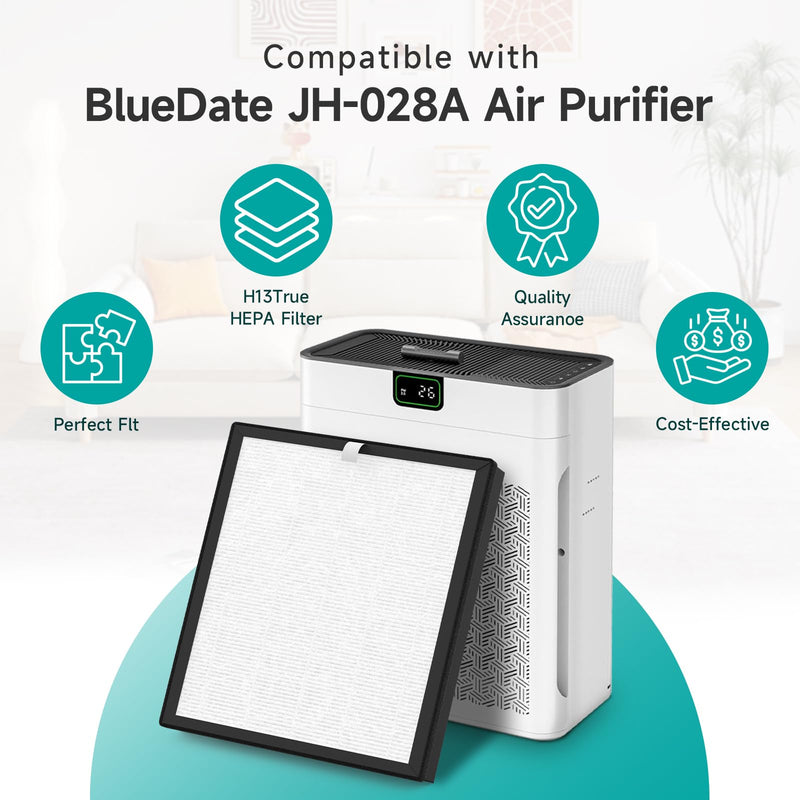 JH-028A JH-028A-F Filter Replacement, Compatible with BlueDate JH-028A Purifier, 3 -in-1 Filtration System, 2 Pack