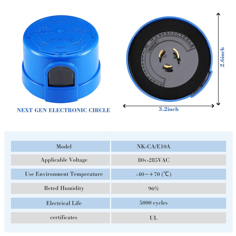 6 Pcs Twist Lock Photocell Sensor Auto on off Photocell Switch Dusk to Dawn Light Control Light Sensor for Outdoor Lights 120V to 277V, Blue