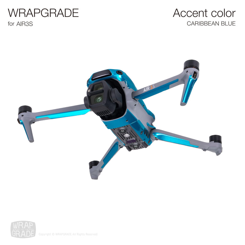 WRAPGRADE Skin Sticker for DJI Air 3S Accent Color Sticker (Caribbean Blue) Caribbean Blue
