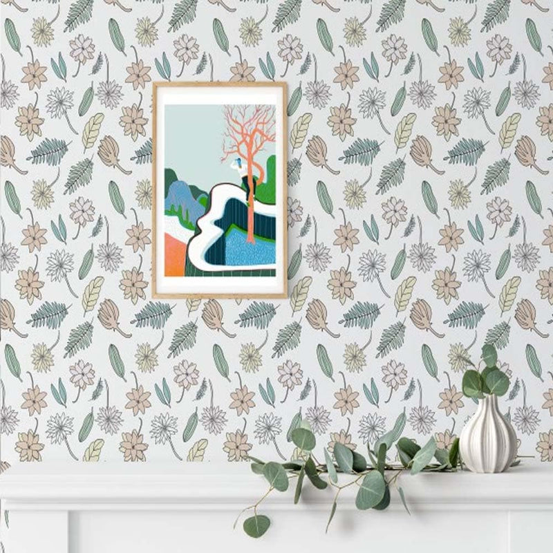 TAOGIFT Peel and Stick Floral Leaf Wallpaper Thick Colorful Floral Contact Paper for Shelf Liner Drawer Liner Cabinets Furniture Decal Window Wall Paper Sticker
