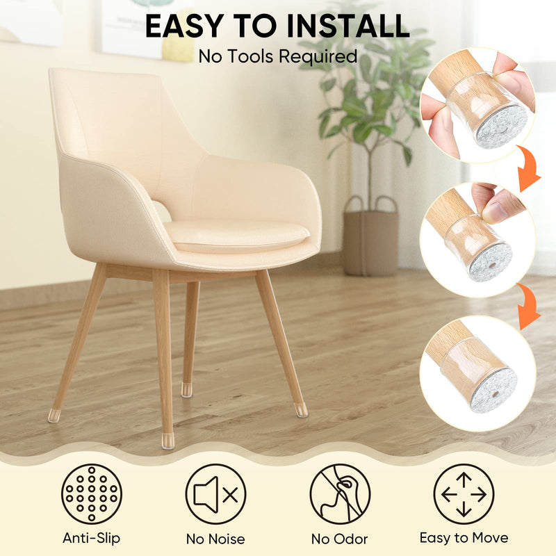 BALEINE 16 Pack Silicone Chair Leg Floor Protectors, Stool Leg Protectors Cap, Non-Slip Chair Leg Caps for Hardwood Floors (Clear & Small, 16 Pack) Clear & Small